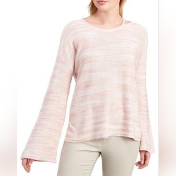 VINCE CAMUTO Pink Space Dye Bell Flare Sleeve Cutout Neck Cotton Blend Small - Picture 1 of 12